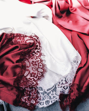 HELENA Satin Lace Trim Robe